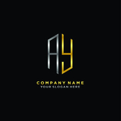 Obraz premium letter AY Minimalist style of gold and silver. luxury minimalist logo for business