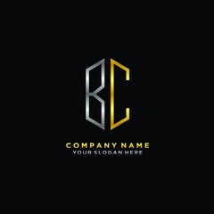 letter BC Minimalist style of gold and silver. luxury minimalist logo for business