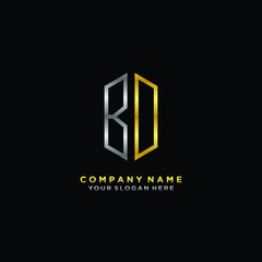 letter BD Minimalist style of gold and silver. luxury minimalist logo for business