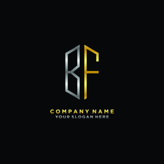letter BF Minimalist style of gold and silver. luxury minimalist logo for business