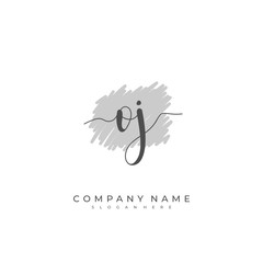 Handwritten initial letter O J OJ for identity and logo. Vector logo template with handwriting and signature style.