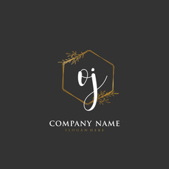 Handwritten initial letter O J OJ for identity and logo. Vector logo template with handwriting and signature style.