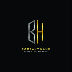 letter BH Minimalist style of gold and silver. luxury minimalist logo for business
