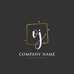 Handwritten initial letter O J OJ for identity and logo. Vector logo template with handwriting and signature style.