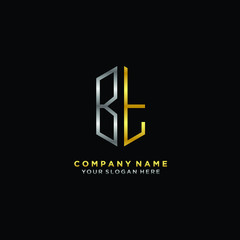 letter BT Minimalist style of gold and silver. luxury minimalist logo for business