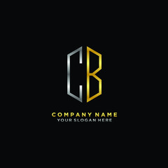 letter CB Minimalist style of gold and silver. luxury minimalist logo for business