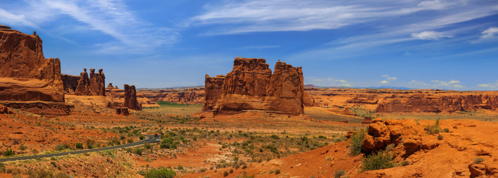 Panoramic view of Arches national park at court house towers © SNEHIT PHOTO