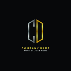 letter CO Minimalist style of gold and silver. luxury minimalist logo for business