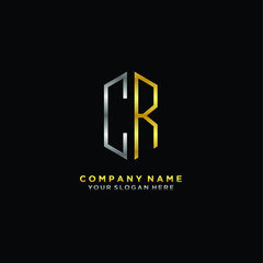 letter CR Minimalist style of gold and silver. luxury minimalist logo for business