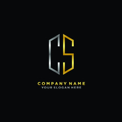 Obraz premium letter CS Minimalist style of gold and silver. luxury minimalist logo for business