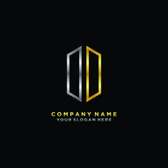 letter DO Minimalist style of gold and silver. luxury minimalist logo for business