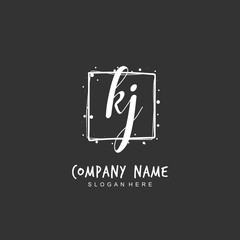 Handwritten initial letter K J KJ for identity and logo. Vector logo template with handwriting and signature style.