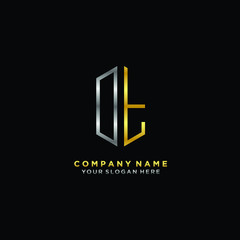 letter DT Minimalist style of gold and silver. luxury minimalist logo for business