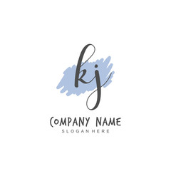 Handwritten initial letter K J KJ for identity and logo. Vector logo template with handwriting and signature style.