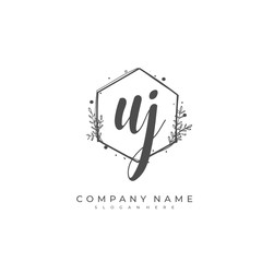 Handwritten initial letter U J UJ for identity and logo. Vector logo template with handwriting and signature style.
