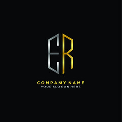 letter ER Minimalist style of gold and silver. luxury minimalist logo for business