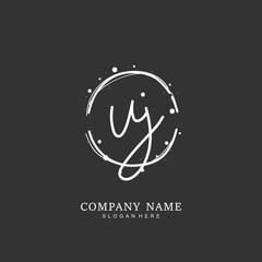 Handwritten initial letter U J UJ for identity and logo. Vector logo template with handwriting and signature style.