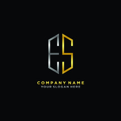 letter ES Minimalist style of gold and silver. luxury minimalist logo for business