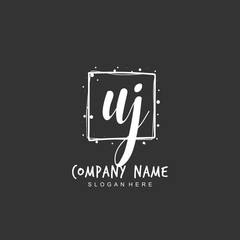 Handwritten initial letter U J UJ for identity and logo. Vector logo template with handwriting and signature style.