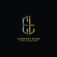 letter ET Minimalist style of gold and silver. luxury minimalist logo for business