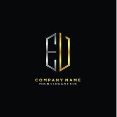 letter EV Minimalist style of gold and silver. luxury minimalist logo for business
