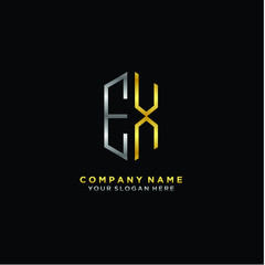 letter EX Minimalist style of gold and silver. luxury minimalist logo for business