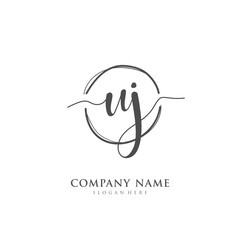 Handwritten initial letter U J UJ for identity and logo. Vector logo template with handwriting and signature style.