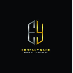 letter EY Minimalist style of gold and silver. luxury minimalist logo for business