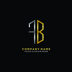 Obraz premium letter FB Minimalist style of gold and silver. luxury minimalist logo for business