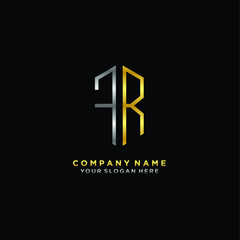 letter FR Minimalist style of gold and silver. luxury minimalist logo for business