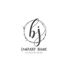 Handwritten initial letter B J BJ for identity and logo. Vector logo template with handwriting and signature style.
