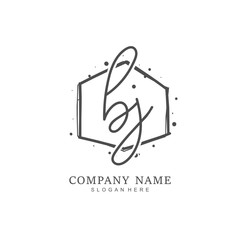 Handwritten initial letter B J BJ for identity and logo. Vector logo template with handwriting and signature style.