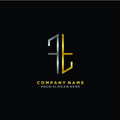 letter FT Minimalist style of gold and silver. luxury minimalist logo for business