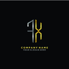 letter FX Minimalist style of gold and silver. luxury minimalist logo for business