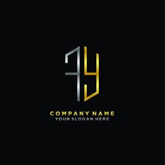 letter FY Minimalist style of gold and silver. luxury minimalist logo for business