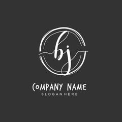 Handwritten initial letter B J BJ for identity and logo. Vector logo template with handwriting and signature style.