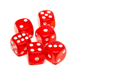 Red dices on white background