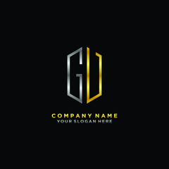 Obraz premium letter GV Minimalist style of gold and silver. luxury minimalist logo for business