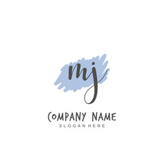 Handwritten initial letter M J MJ for identity and logo. Vector logo template with handwriting and signature style.