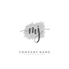 Obraz premium Handwritten initial letter M J MJ for identity and logo. Vector logo template with handwriting and signature style.