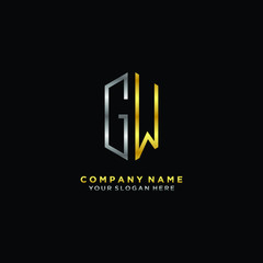 letter GW Minimalist style of gold and silver. luxury minimalist logo for business