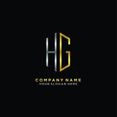 Obraz premium letter HG Minimalist style of gold and silver. luxury minimalist logo for business