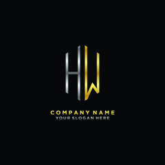 Fototapeta na wymiar letter HW Minimalist style of gold and silver. luxury minimalist logo for business