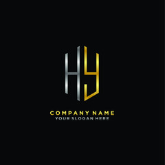 letter HY Minimalist style of gold and silver. luxury minimalist logo for business