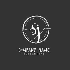 Handwritten initial letter S J SJ for identity and logo. Vector logo template with handwriting and signature style.