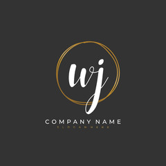 Handwritten initial letter W J WJ for identity and logo. Vector logo template with handwriting and signature style.