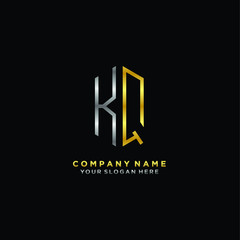 letter KQ Minimalist style of gold and silver. luxury minimalist logo for business