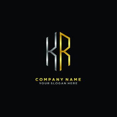 letter KR Minimalist style of gold and silver. luxury minimalist logo for business