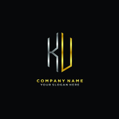 Fototapeta na wymiar letter KU Minimalist style of gold and silver. luxury minimalist logo for business