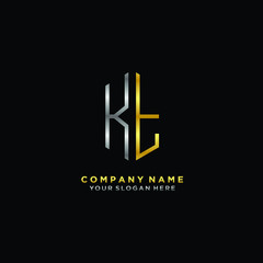 letter KT Minimalist style of gold and silver. luxury minimalist logo for business
